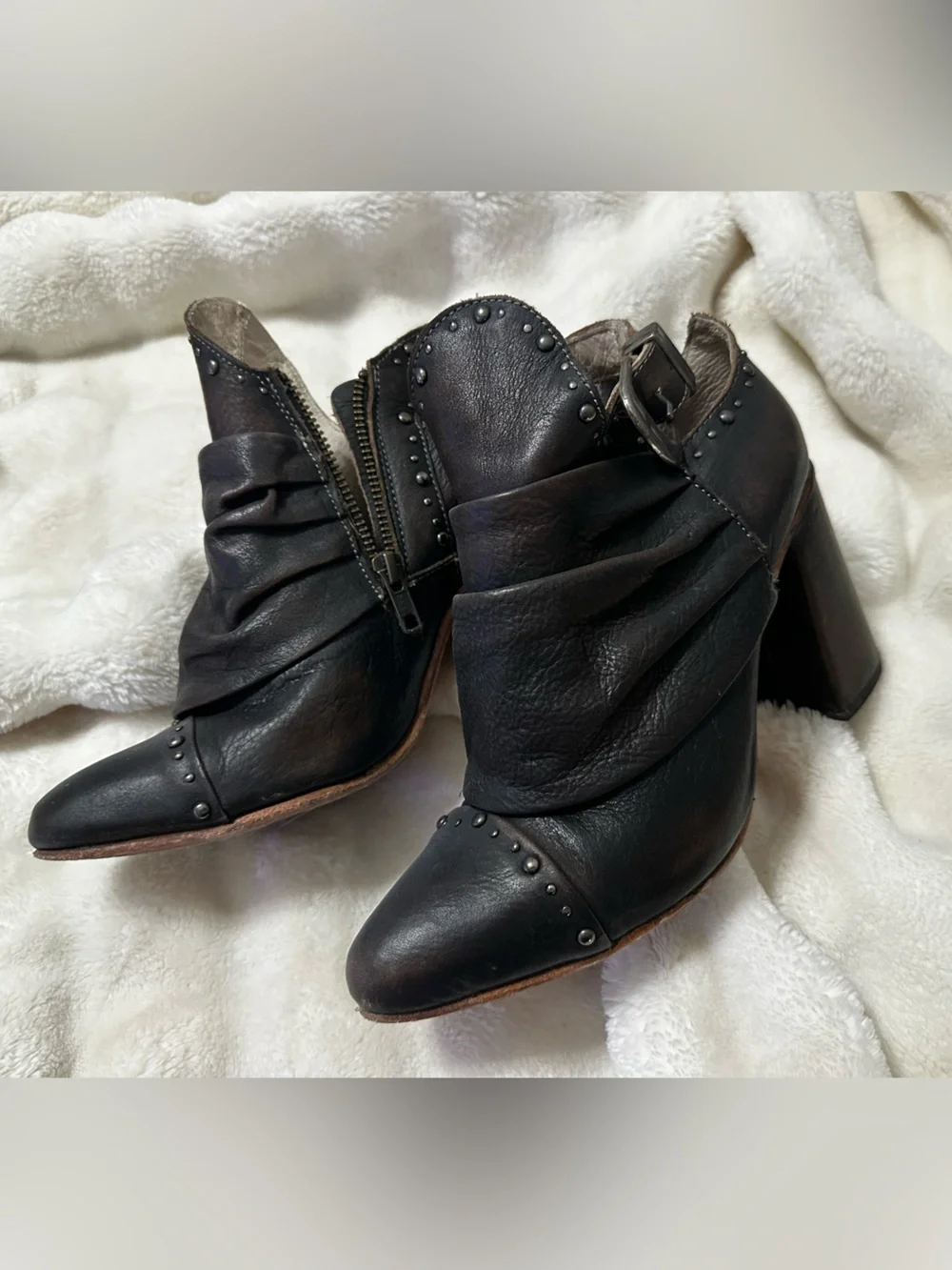 Freebird Jericho Women’s Black Studded Pointed-Toe Ankle Boots